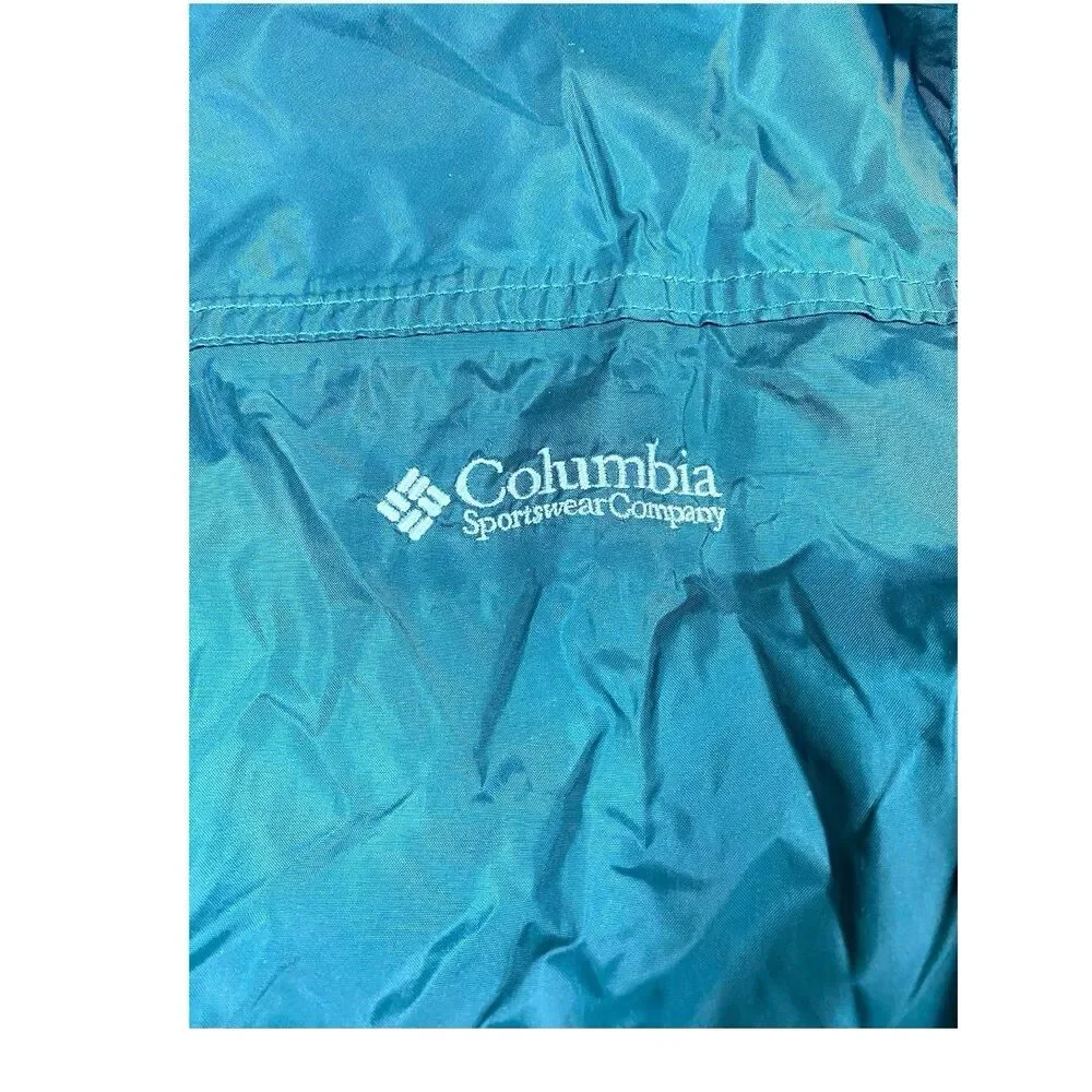 Vintage 90s Columbia Jacket Mens LARGE Green Hooded Waterproof Rain Coat